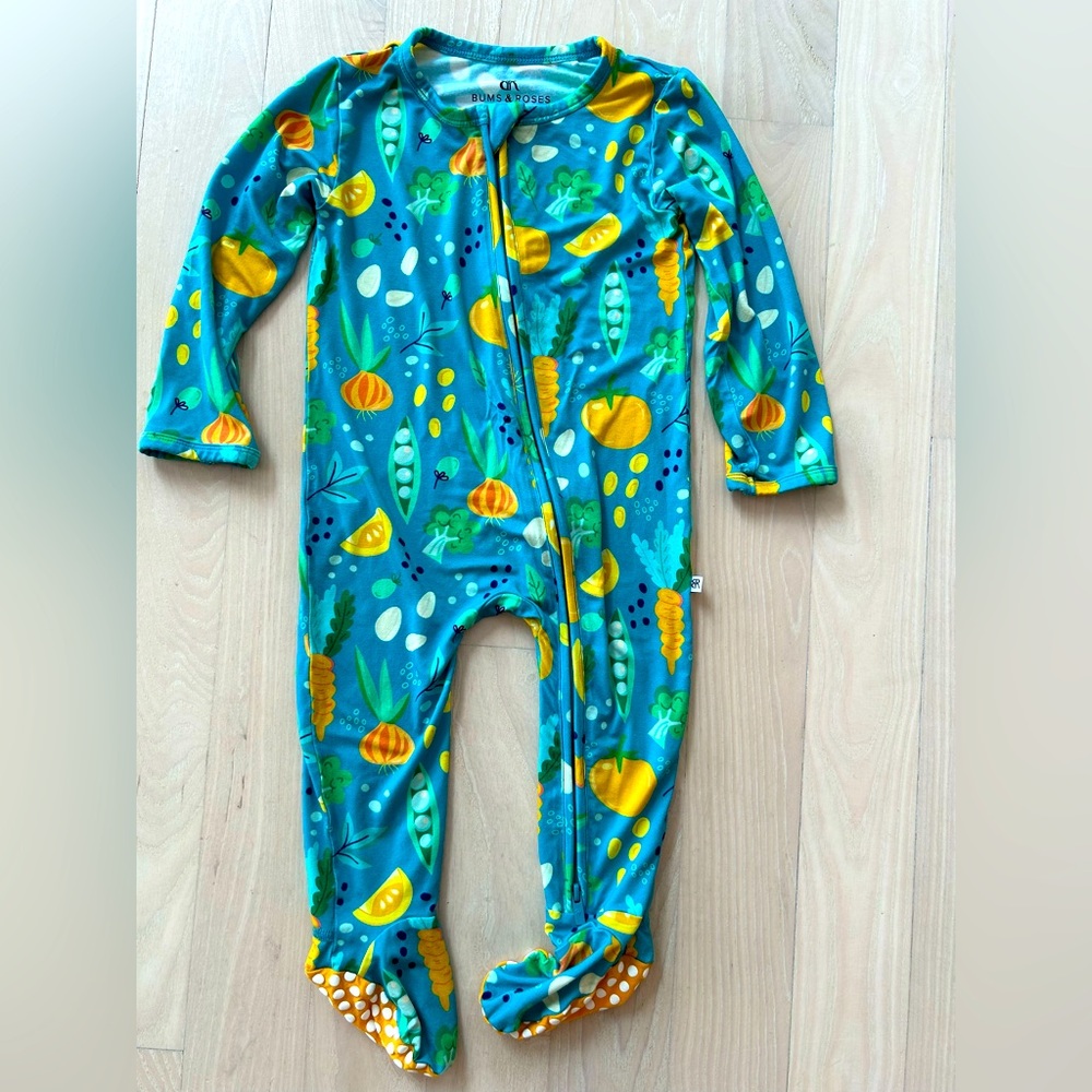 Bums & Roses bamboo garden pajamas Size 2T New